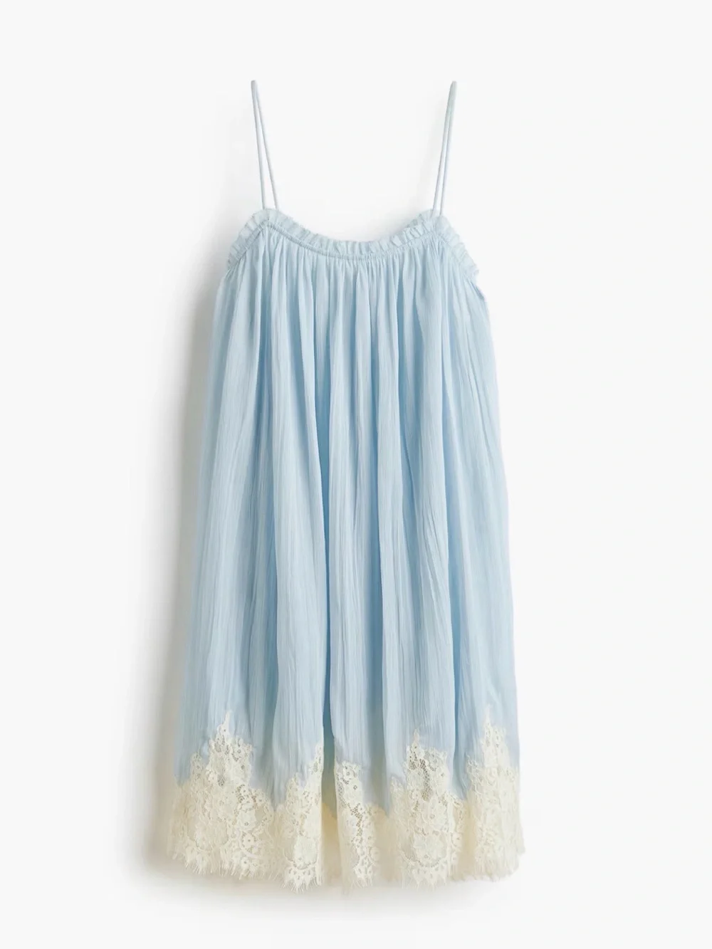 H&M Lace Trim Light blue Chiffon Strappy Dress NWT size Small